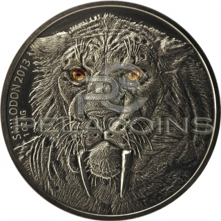 Burkina Faso 2013 1000 Francs Smilodon - Saber Toothed Tiger - Real eye effect