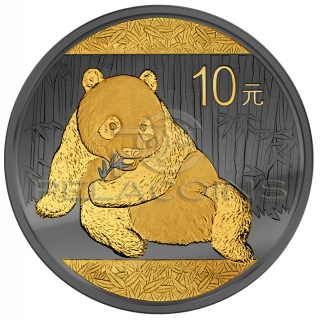 Chiny 2015 10 Yuan Panda Golden Enigma 1oz Ruthenium Goldplated Silver Coin