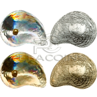 Palau 2014 5$ 2 x Hyriopsis Cumingii Sea Treasures Hologram Silver Coin Set