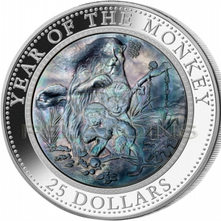 Cook Islands 2016 25$ Mother of Pearl - Year of the Monkey 5oz / Rok Małpy
