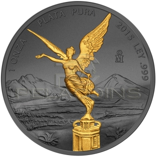 Mexico 2015 1$ Libertad Golden Enigma 1oz Ruthenium Goldplated Silver Coin