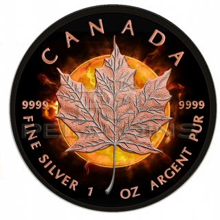 Canada 2016 5$ Maple Leaf - Eclipse of the Sun 1oz Black Ruthenium, Platinum and 24kt Rose Gold Plated