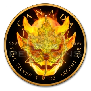 Kanada 2016 5$ Maple Leaf Burning Devil 1oz Black Ruthenium color