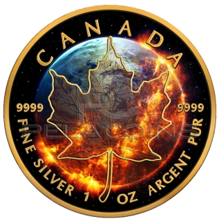 Canada 2016 5$ Apocalypse - Maple Leaf Black Ruthenium and 24kt Gold Plated