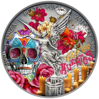 Libertad 2016 1 Onza Day of the Dead Antique finish, color 1oz