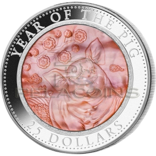 Cook Islands 2019 25$ Mother Of Pearl Lunar - The Year of the Pig 5oz