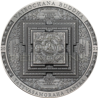 Mongolia 2022 2000 Togrog VAIROCHANA BUDDHA MANDALA Archeology Symbolism Antiqued 3oz