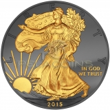 USA 2015 1$ Walking Liberty Golden Enigma 1oz Ruthenium Goldplated Silver Coin