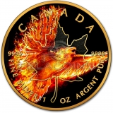 Canada 2016 5$ Maple Leaf - Burning Eagle 1oz Black Ruthenium and 24kt Gold Plated