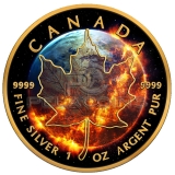 Canada 2016 5$ Apocalypse - Maple Leaf Black Ruthenium and 24kt Gold Plated