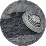 Cameroon 2017 3000 Francs Roswell Incident 70th Anniversary UFO Glow in the dark eyes 3oz