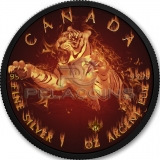 Canada 2017 5$ Maple Leaf - Burning Tiger 1oz Black Ruthenium 24Kt Gold