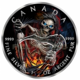 Canada 2018 5$ Maple Leaf - Grim Reaper Armageddon III 1oz Ruthenium plated Color