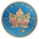Canada 2019 5$ Maple Leaf - Family Day 1 Oz Bejeweled Silver Coin