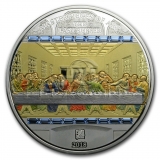 Cook Islands 2018 20$ 3oz Ag + 1/4oz Gold Masterpieces Premium Edition The Last Supper