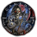 Canada 2021 5$ Maple Leaf - Grim Reaper Armageddon IV 1oz Ruthenium plated Color
