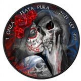 Mexico 2021 1 onza Libertad - Día de los Muertos III 1oz Ruthenium colored Silver Coin