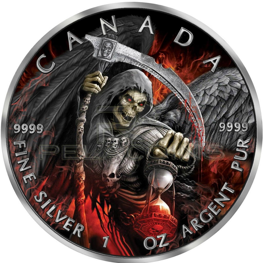 Canada 2017 5$ Maple Leaf Puma Privy Proof - Grim Reaper Armageddon II 1oz Ruthenium plated Color