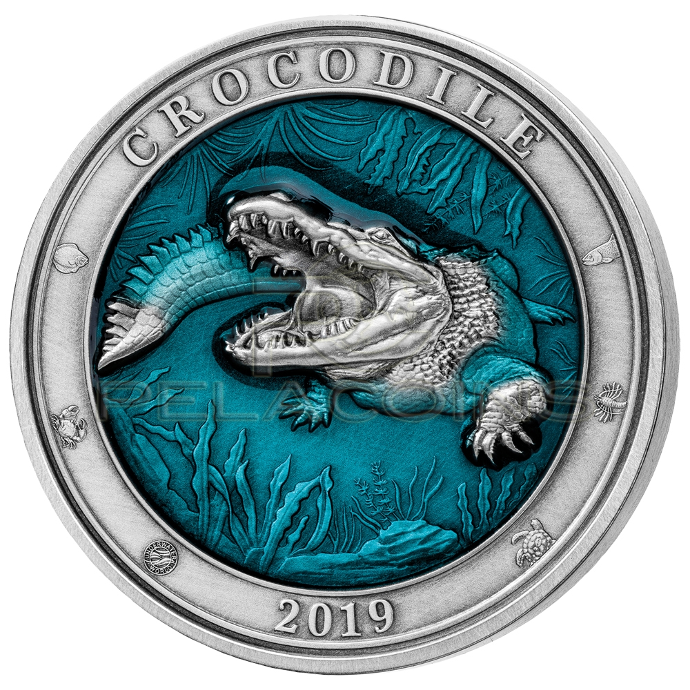 Barbados 2019 5$ Underwater World - Crocodile 3oz