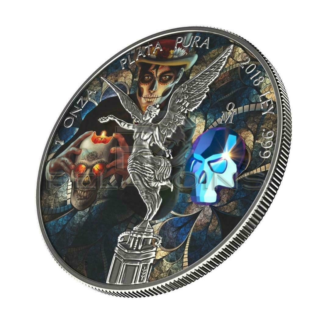 Mexico 2018 1 Onza Libertad Crystal Skull 1oz Silver Antique Finish Coin