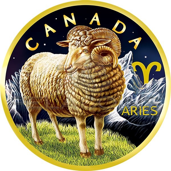 Canada 2018 5$ Maple Leaf Zodiac - Aries 1oz gilded
