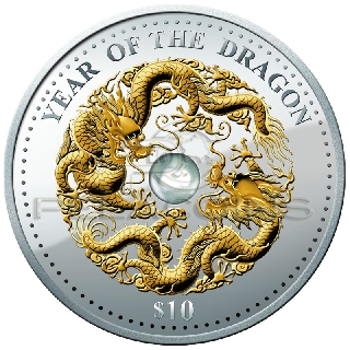 Fiji 2012 10$ Lunar Year of the Dragon with Pearl