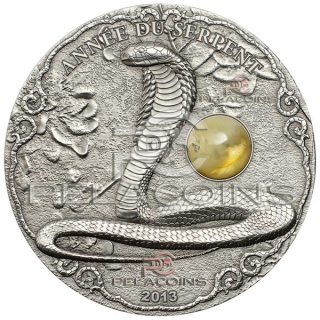 Togo 2013 1500 Francs - Year of the Snake with Amber 2oz