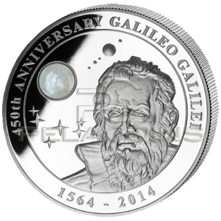 Cook Island 2014 10$ 450 Anniversary Galileo Galilei Moonstone 2oz