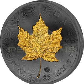 Canada 2015 5$ Maple Leaf Golden Enigma 1oz Ruthenium Goldplated Silver Coin
