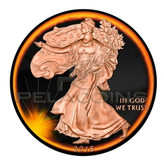 USA 2015 1 Dollar American Eagle Liberty - Eclipse of the Sun 1oz Black Ruthenium - Rose Gold Plated