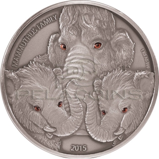 Burkina Faso 2015 10.000 Francs Mammoth Family - Real Eyes Prehistoric 1KG