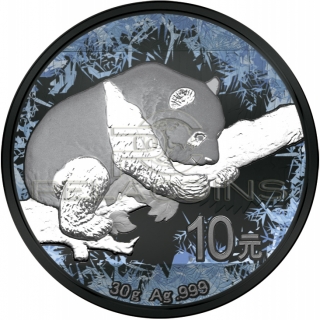 China 2016 10 Yuan Deep Frozen Panda 1oz Ruthenium and Platinum plated