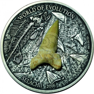 Burkina Faso 2016 1000 Francs World of Evolution - Selachii 1oz