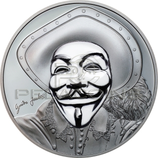 Cook Islands 2017 5$ HISTORIC GUY FAWKES MASK II Anonymous V for Vendetta 1 oz