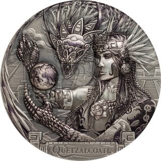 Cook Island 2017 20$ God Quetzalcoatl - Feathered Serpent Gods Of The World 3oz