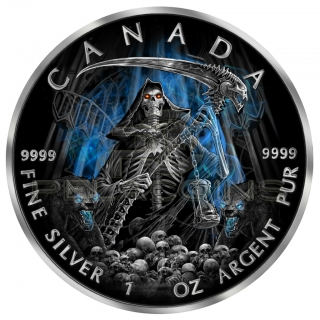 Canada 2016 5$ Maple Leaf Panda Privy Proof - Grim Reaper Armageddon 1oz Ruthenium plated Color