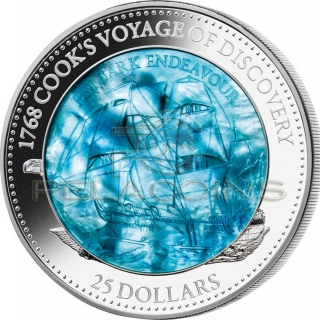 Salomon Islands 2018 25$ HM BARK ENDEAVOUR 250th Anniversary - Mother of Pearl 5oz