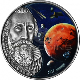 Burkina Faso 2017 1000 Francs Johannes Kepler with 3 Martian Meteorites 1oz