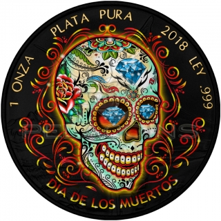 Mexico 2018 1 onza Libertad - Día de los Muertos 1oz Ruthenium Goldplated Silver Coin