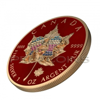 Canada 2019 5$ Maple Leaf Valentine\'s Day 1 Oz Silver Coin