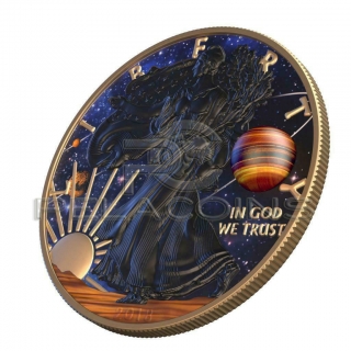 USA 2018 1$ Silver Eagle Astronomy Jupiter 1oz Silver Gilded Coin