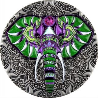 Niue Island 2019 5$ Elephant - Mandala Art 2oz