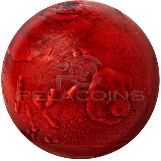 Barbados 2021 5$ SPHERICAL MARS 3D Planet 1oz