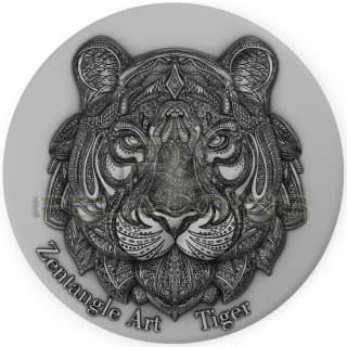 Niue Island 2021 5$ TIGER Zentangle Art 2oz