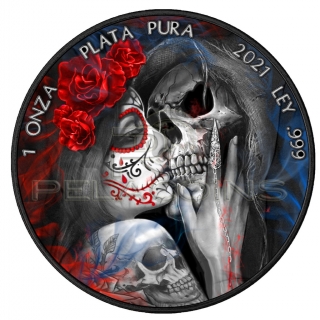 Mexico 2021 1 onza Libertad - Día de los Muertos III 1oz Ruthenium colored Silver Coin