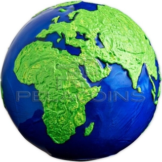 Barbados 2022 5$ BLUE MARBLE Green Planet Earth Spherical 3oz