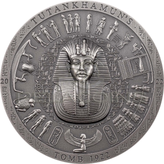 Cook Island 2022 20$ Tutankhamun’s Tomb 1922 Antiqued – Archeology & Symbolism 3oz