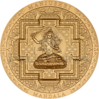 Mongolia 2024 2000 Togrog MANJUSHRI MANDALA Archeology Symbolism gilding 3oz