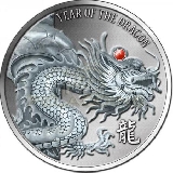 Fiji 2012 20$ Year of the Dragon - Red Fire Rubin 2oz