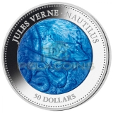 Cook Islands 2014 50$ Mother of Pearl - NAUTILUS Verne Captain Nemo 5oz